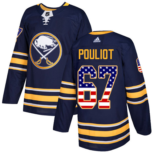 Adidas Sabres #67 Benoit Pouliot Navy Blue Home Authentic USA Flag Stitched NHL Jersey